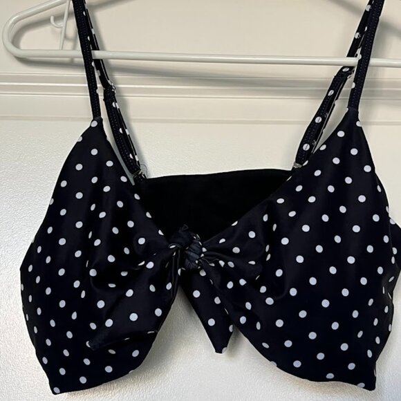 Blooming Jelly Black White Polka Dot Removable Pads Bikini Top Swimsuit Large - Picture 1 of 7